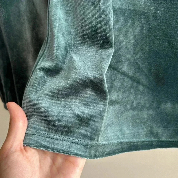 GAP Velvet Square Neck Puff Sleeve Blouse, Teal, Size Small - Picture 8 of 16